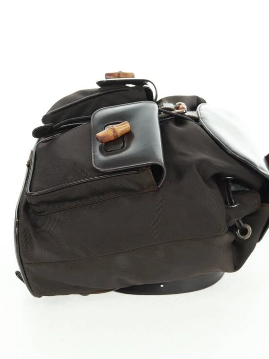 GUCCI Bamboo Backpack Nylon Brown Silver 003 1119 0016 Auth 161351 main image 12
